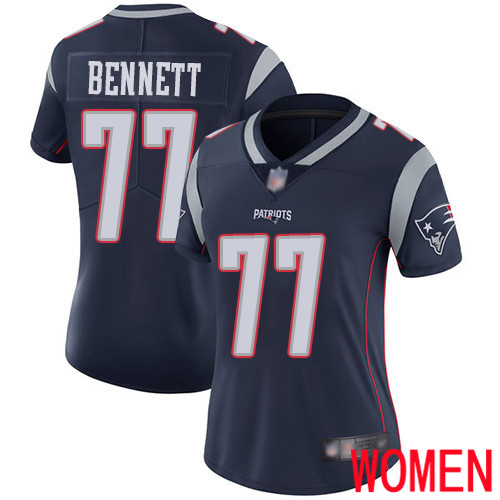 New England Patriots Football #77 Vapor Limited Navy Blue Women Michael Bennett Home NFL Jersey
